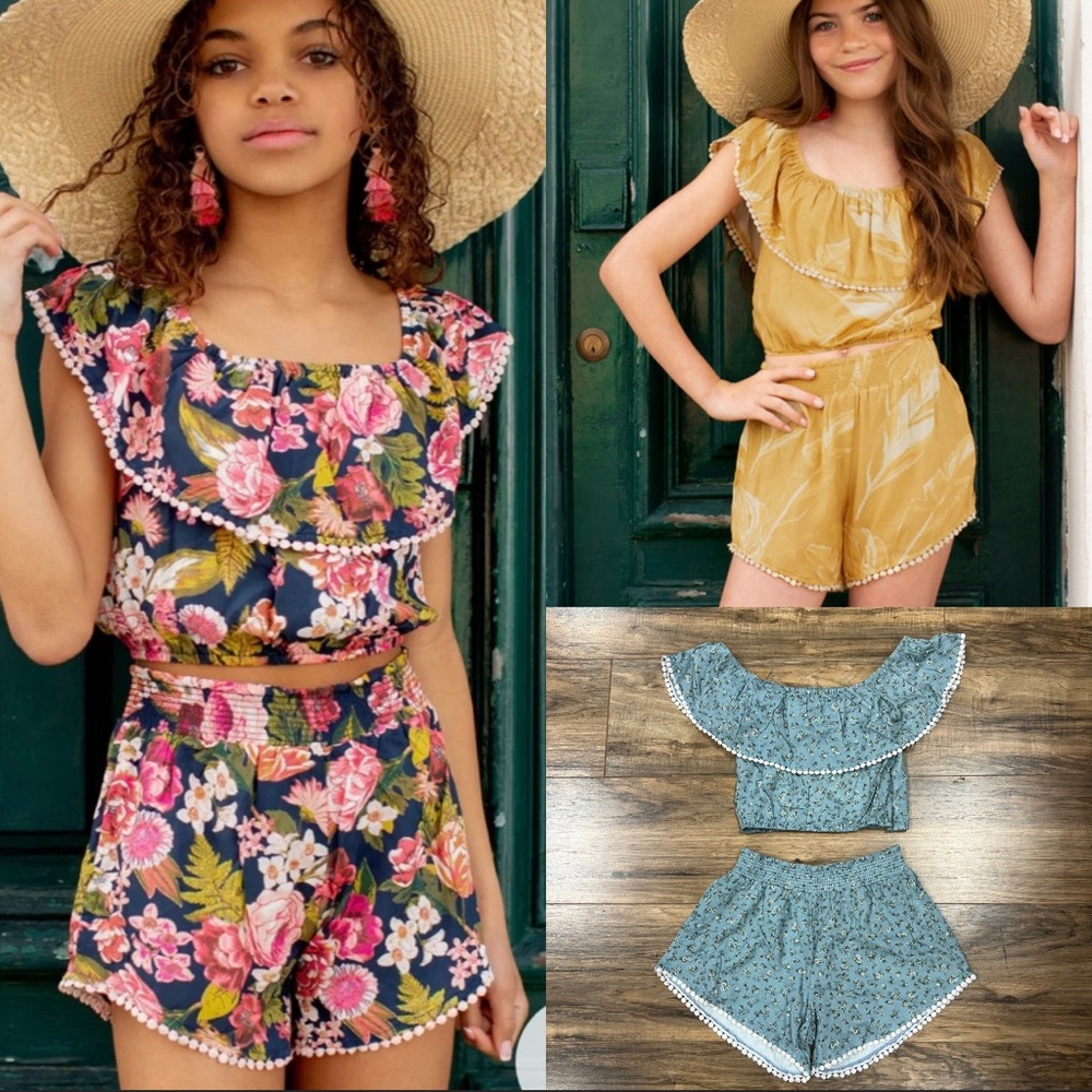 JOYFOLIE | Mia Joy Jennylee smocked/ruffle short/top set outfit